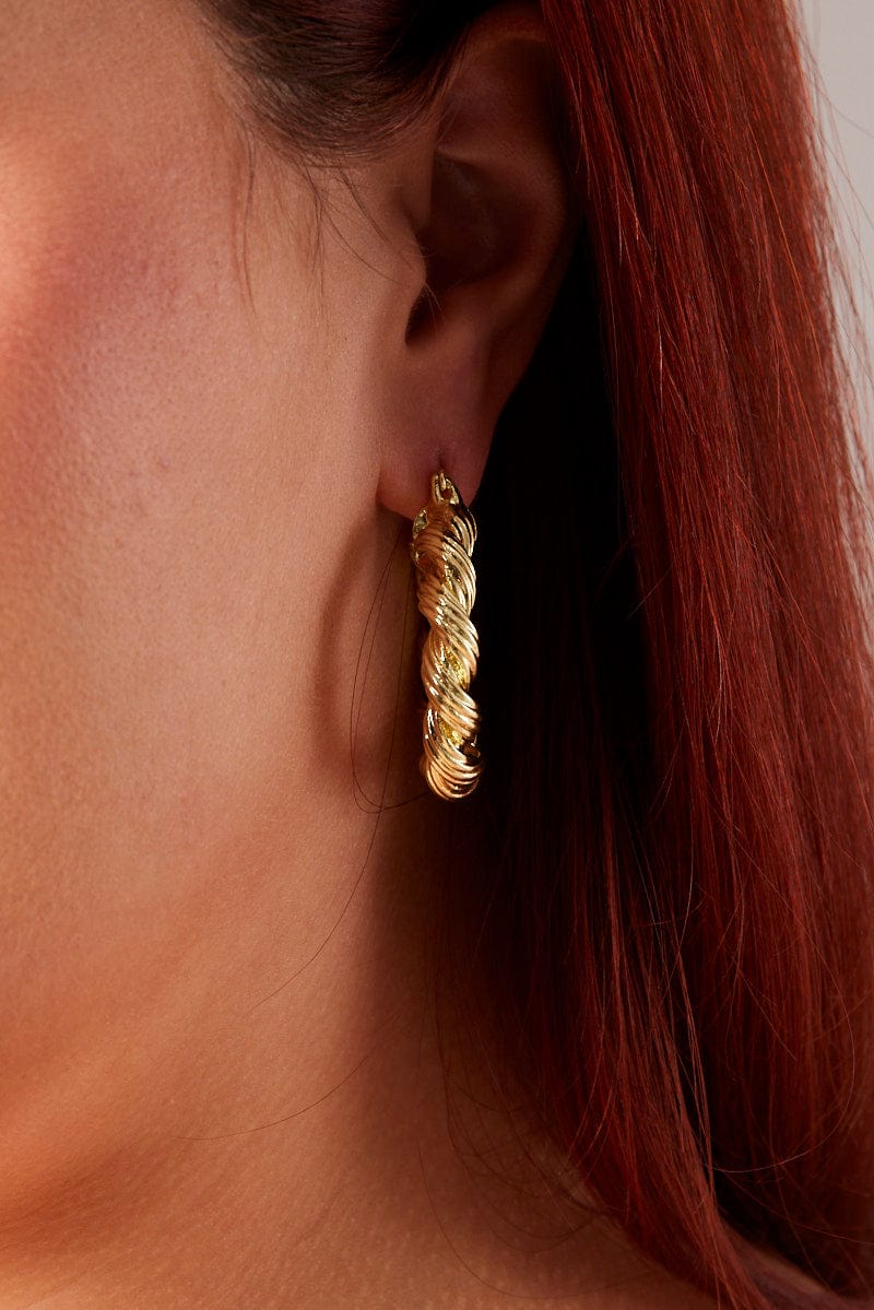 Gold Twist Hoop Earrings for YouandAll Fashion