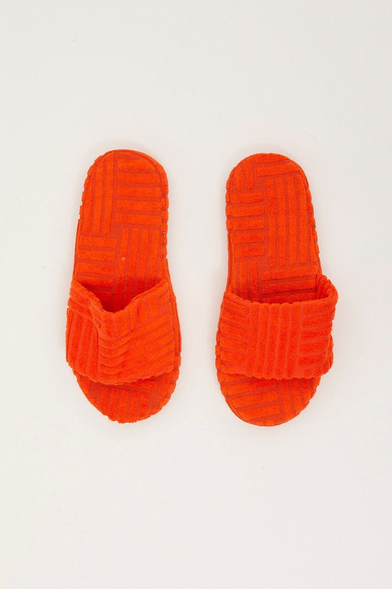 Orange Toweling Detail Slippers