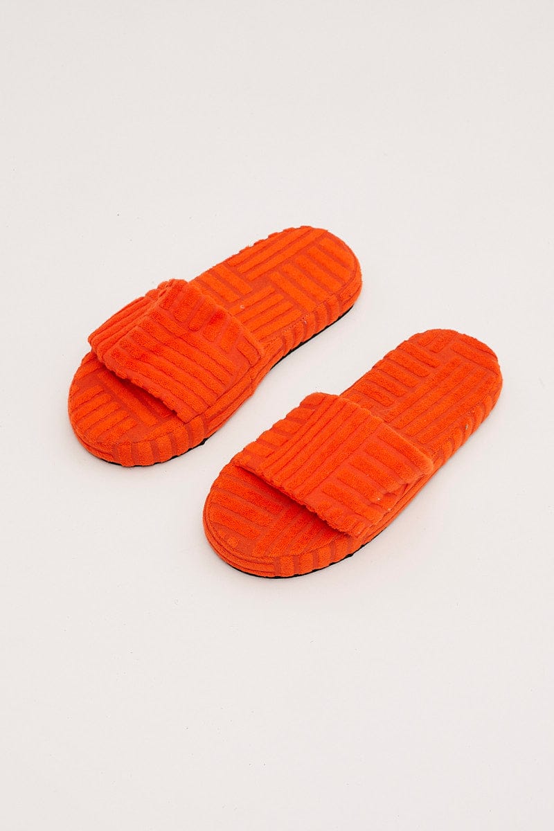 Orange Toweling Detail Slippers | You & All