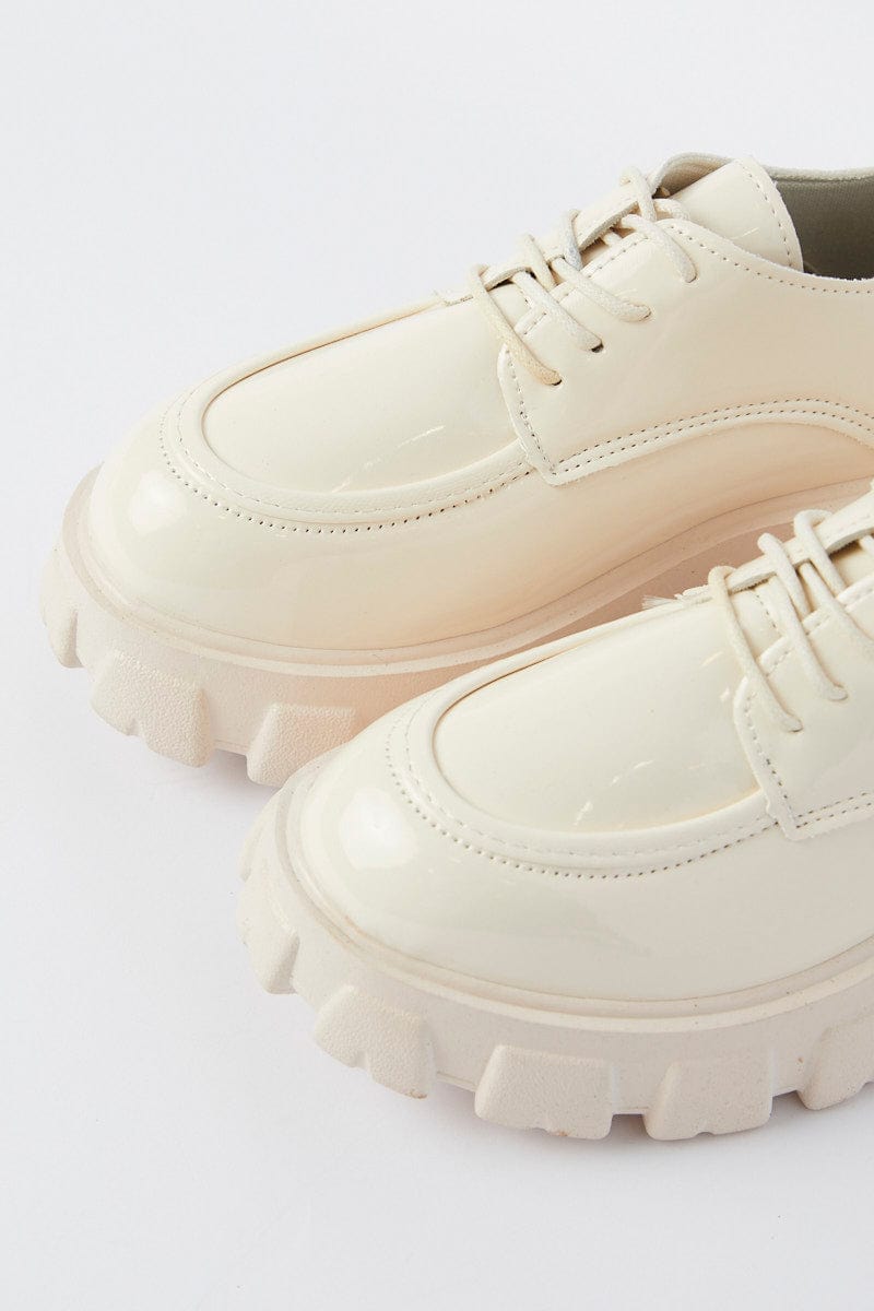 White Chunky Sole Flat Loafers for YouandAll Fashion