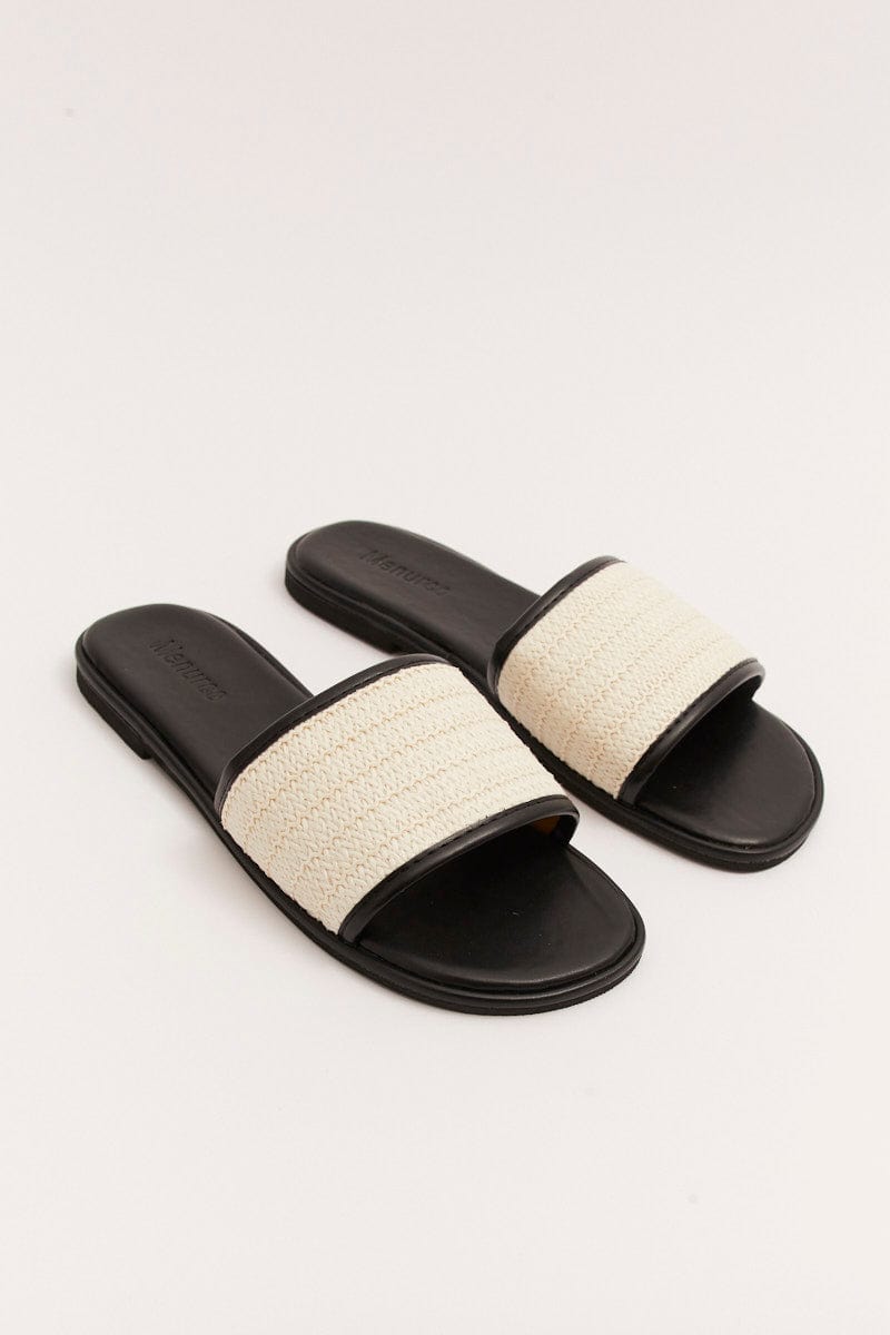 Black Braided Flat Slippers Slides for YouandAll Fashion