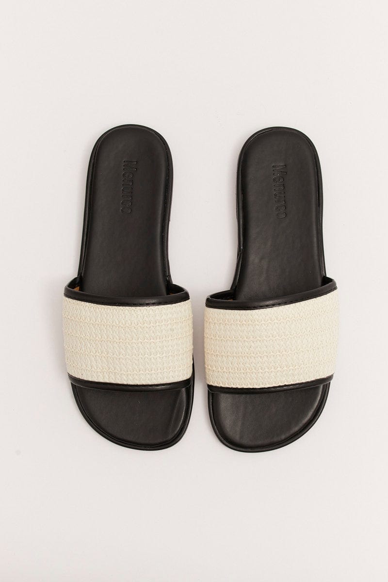 Black Braided Flat Slippers Slides for YouandAll Fashion