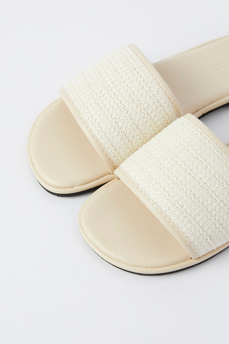White Braided Flat Slippers Slides for YouandAll Fashion