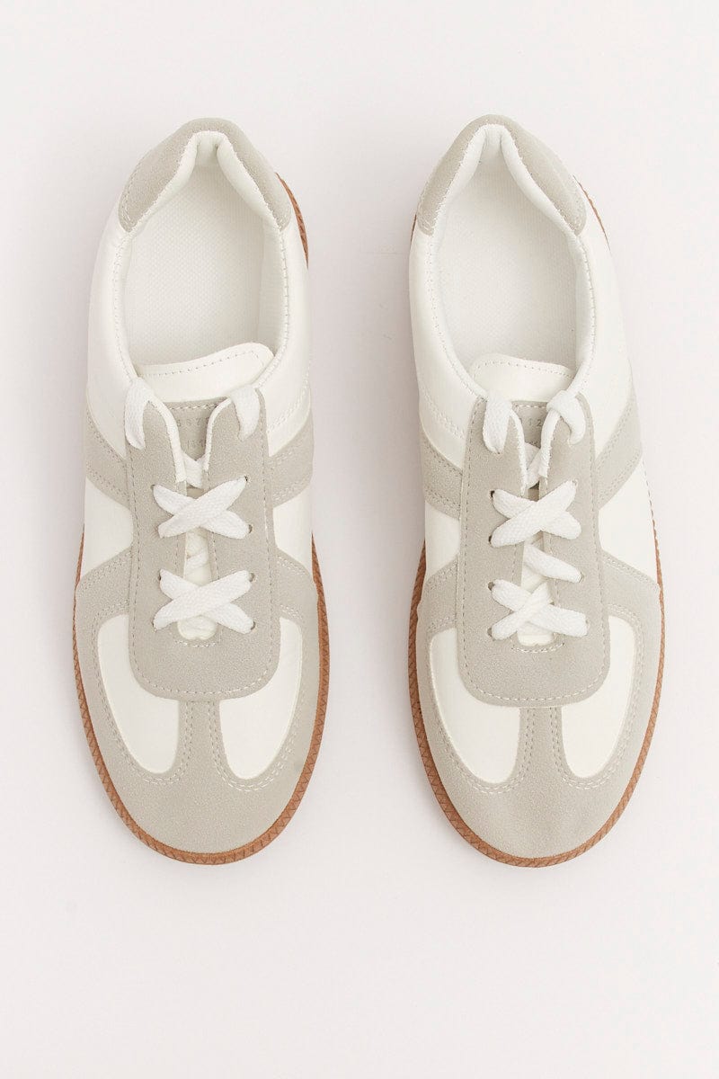 Beige Color Block Lace Up Sneakers for YouandAll Fashion