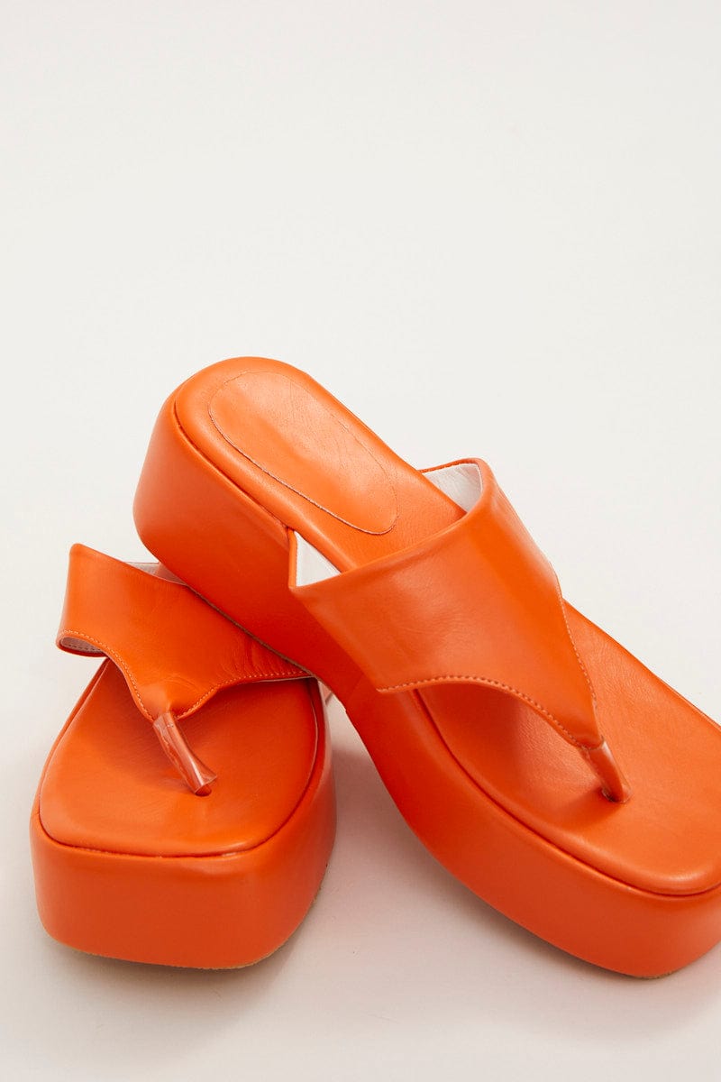 Orange Toe Post Thong Wedge Sandals for YouandAll Fashion