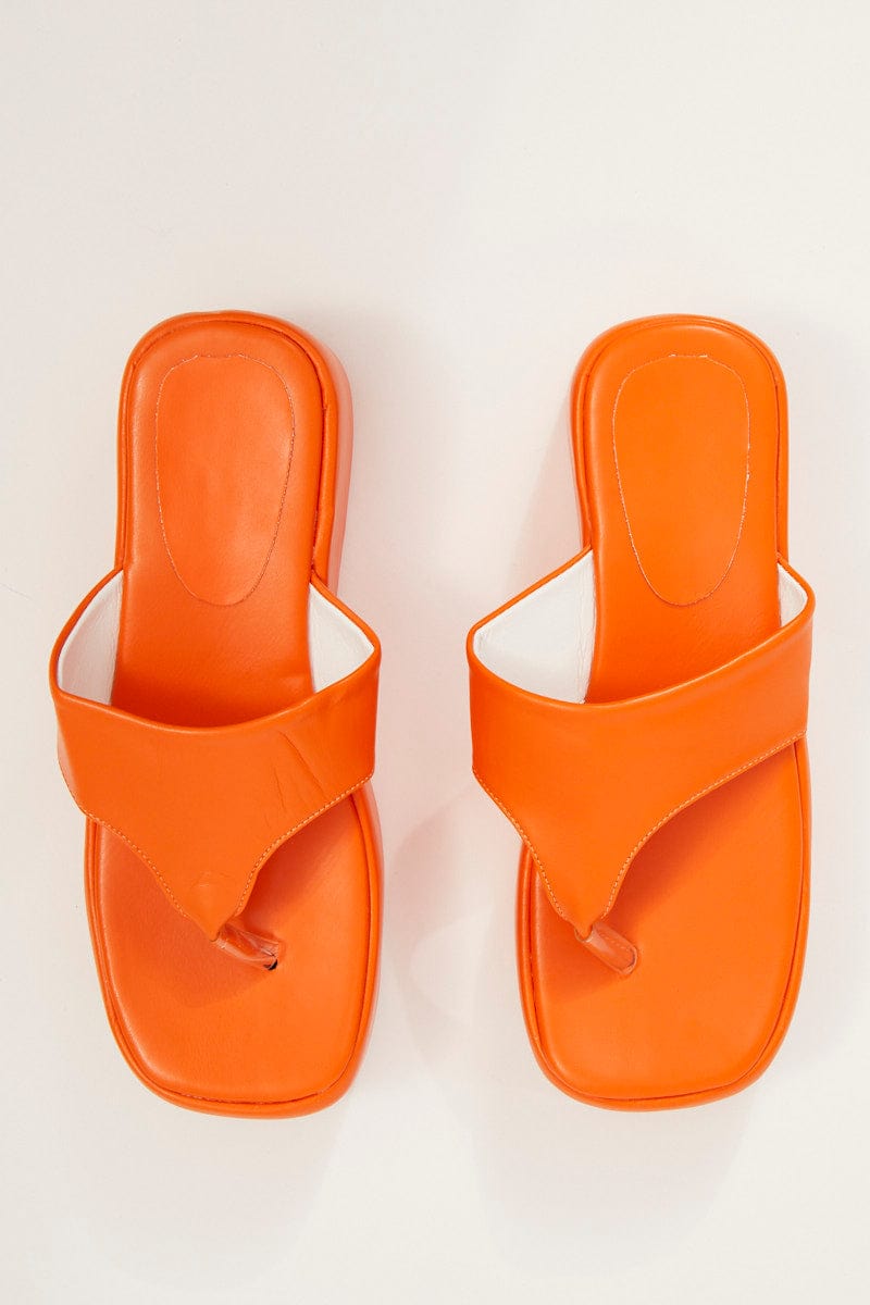 Orange Toe Post Thong Wedge Sandals for YouandAll Fashion