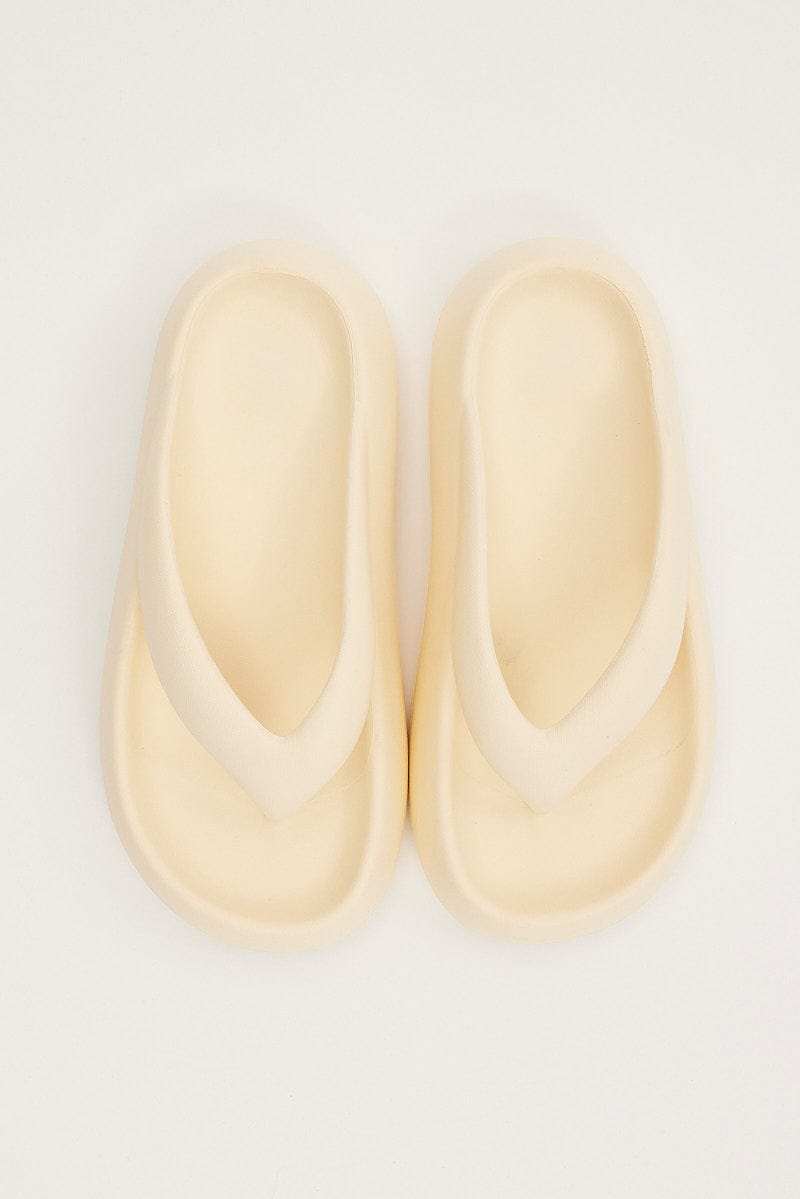 White Chunky Toe Post Slippers for YouandAll Fashion