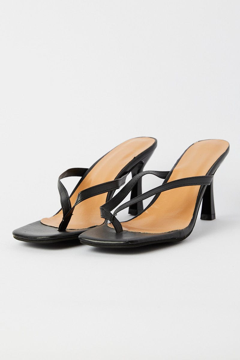 Square Toe Post Heeled Sandals | boohoo