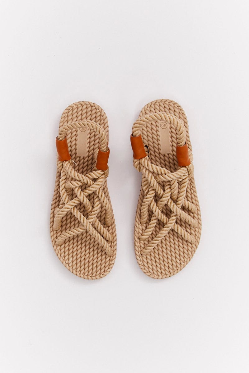 Beige Flat Rope Sandals for YouandAll Fashion