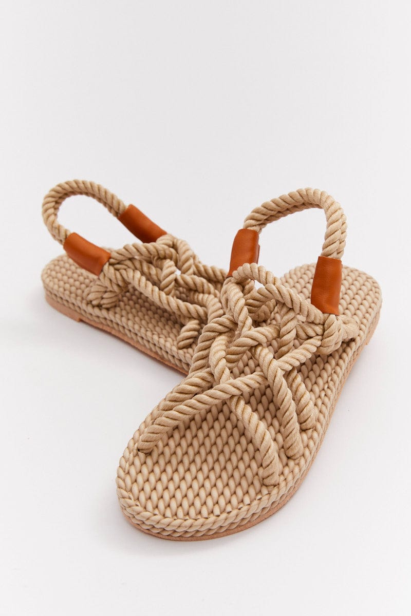 Beige Flat Rope Sandals for YouandAll Fashion