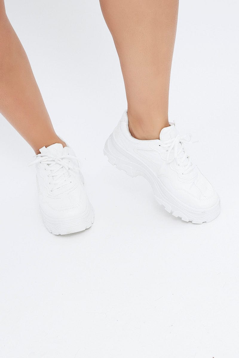 White Chunky Sneakers Trainers for YouandAll Fashion