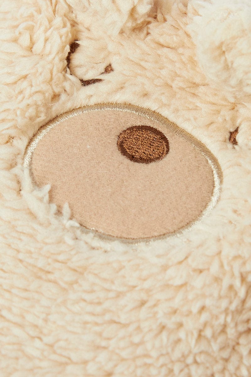 Beige Bear Fluffy Slippers for YouandAll Fashion