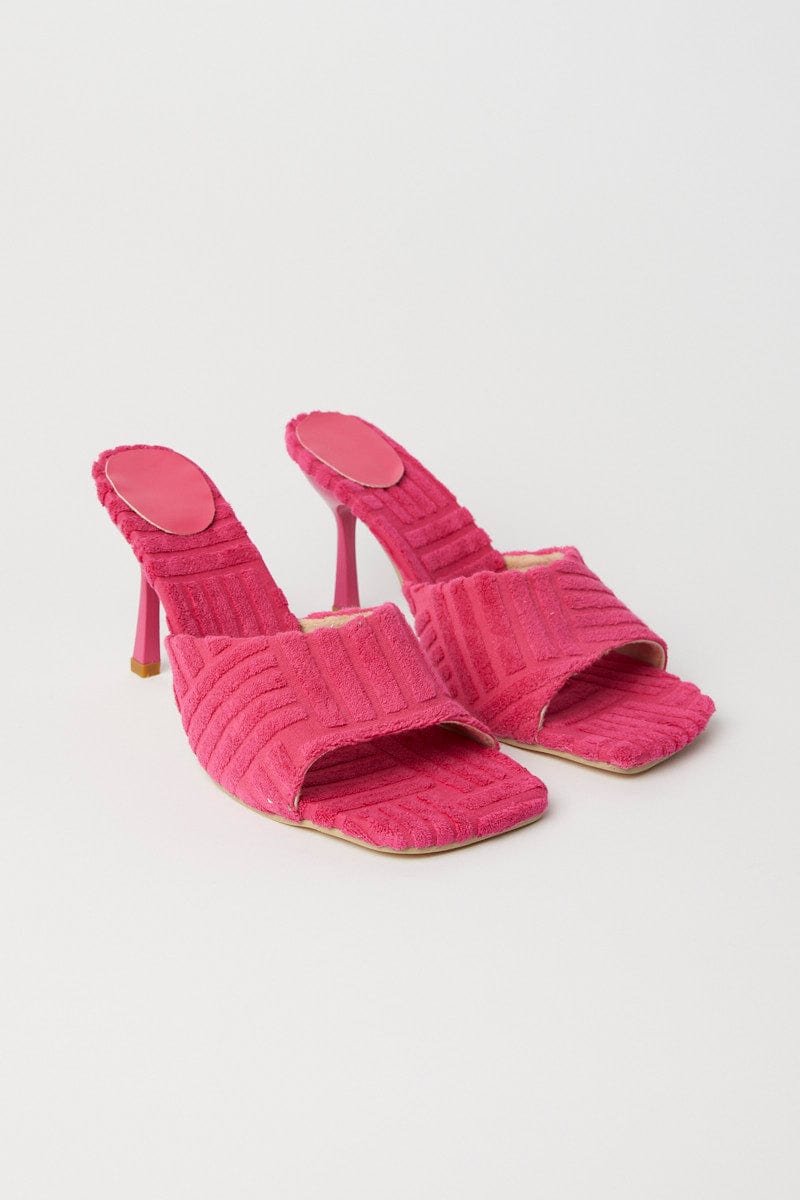 Pink Toweling Detail Mules for YouandAll Fashion