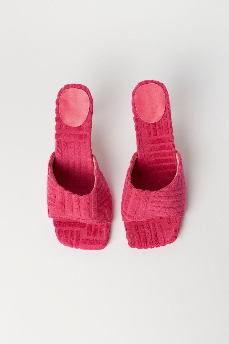 Pink Toweling Detail Mules for YouandAll Fashion