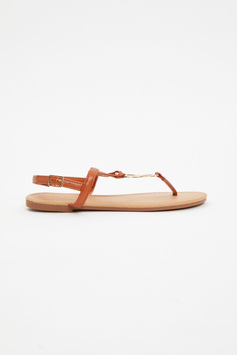 Camel Metal Trim Sandals For Women By You And All