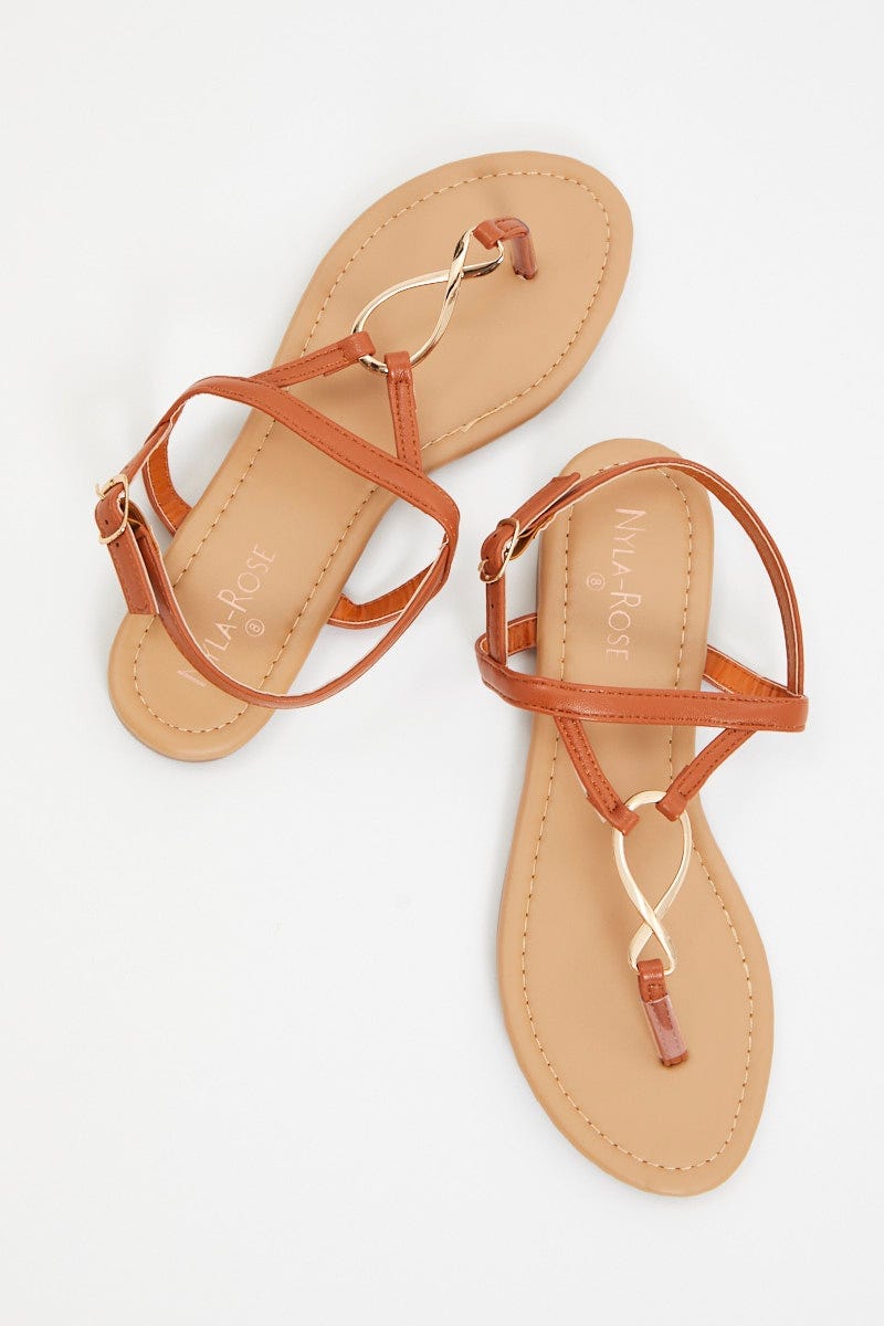 Camel Metal Trim Sandals For Women By You And All