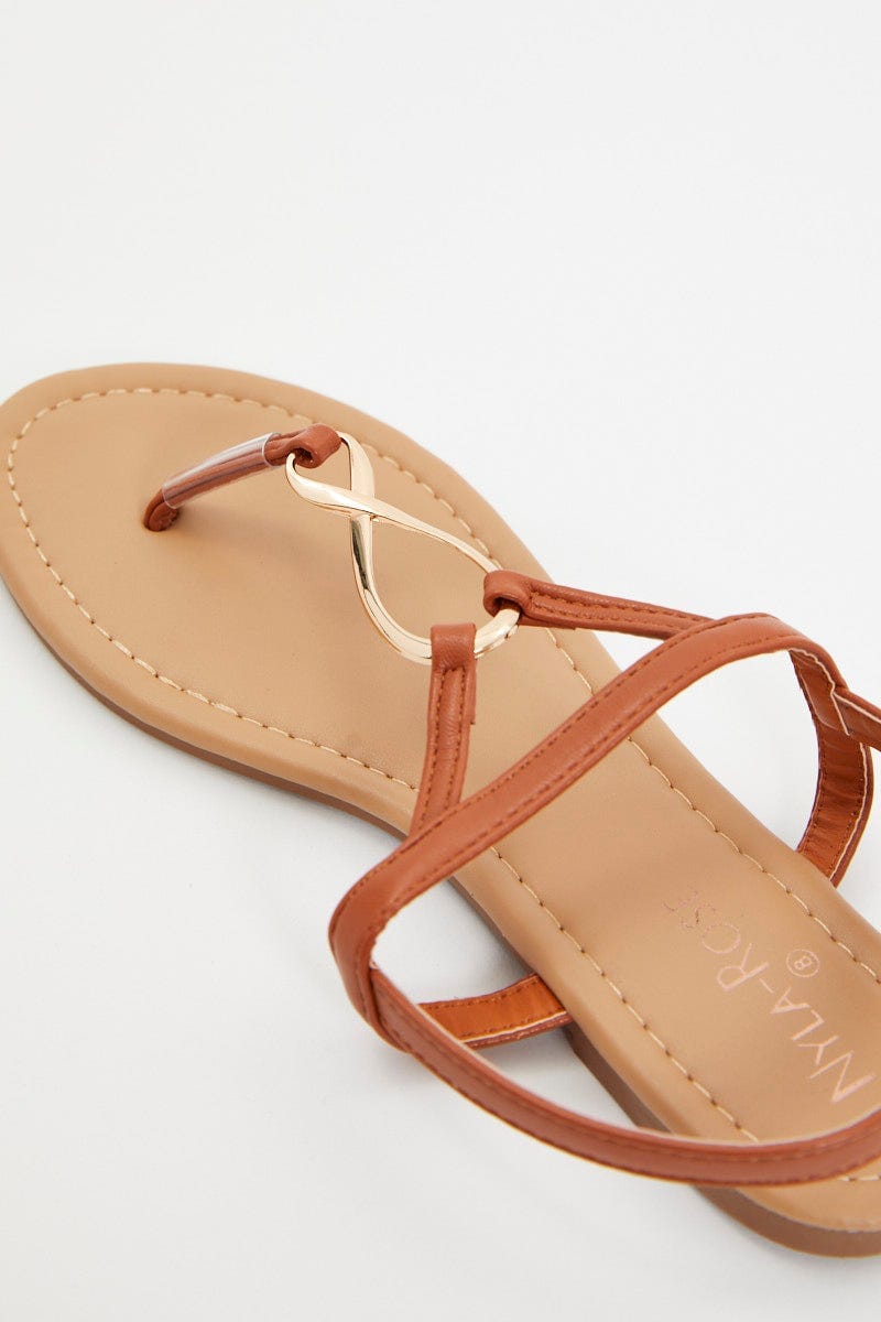 Camel Metal Trim Sandals For Women By You And All