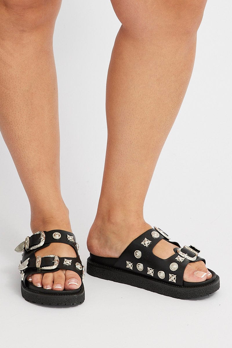 Black Studded Sandals for YouandAll Fashion
