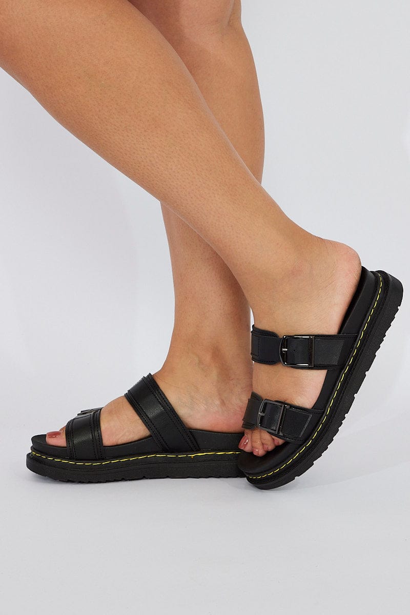 Black Double Buckle Sandals for YouandAll Fashion