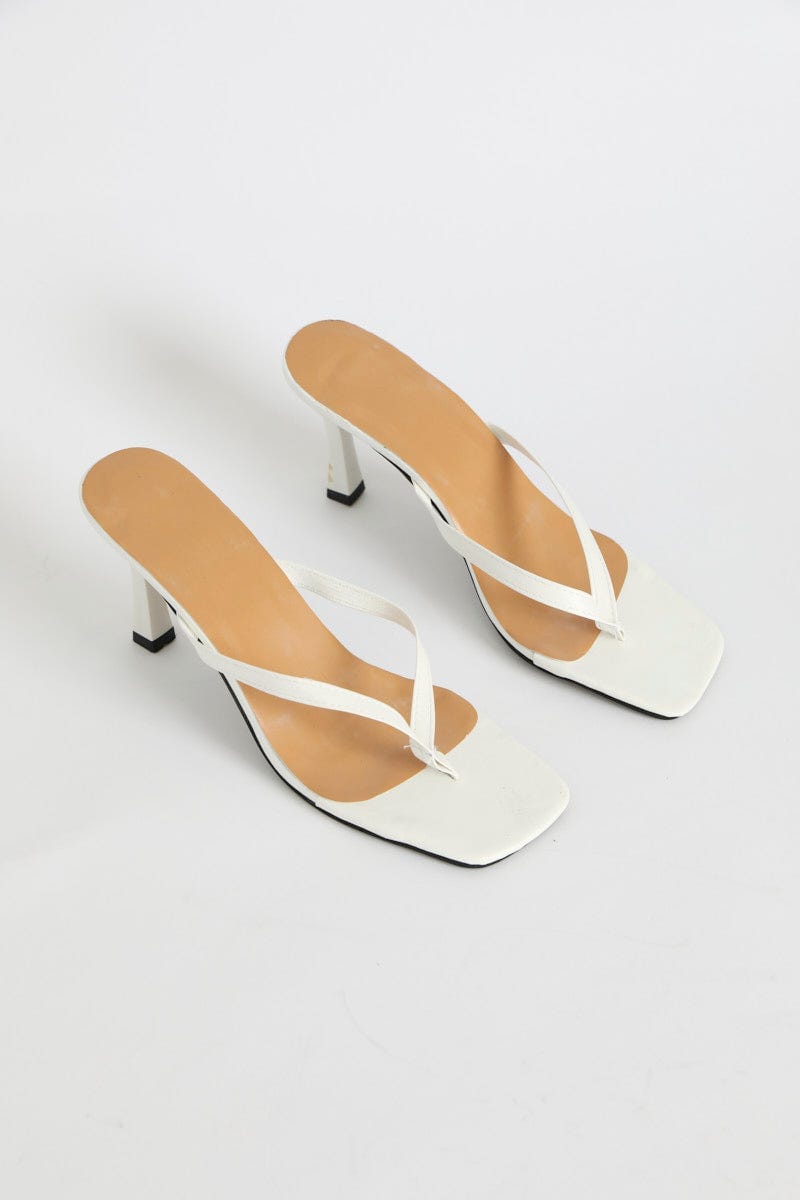 White Toe Post V Shaped Mules For Women By You And All