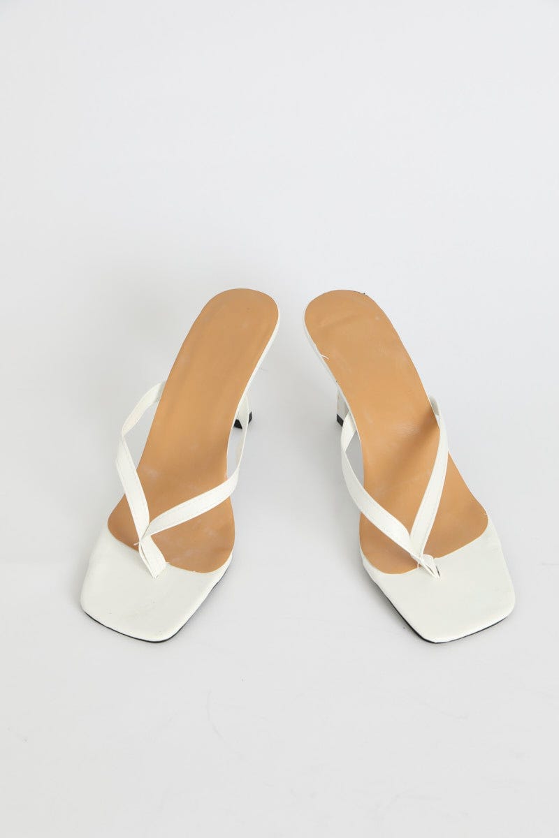 White Toe Post V Shaped Mules For Women By You And All