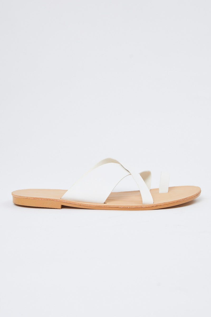 White White Strappy Slides For Women By You And All