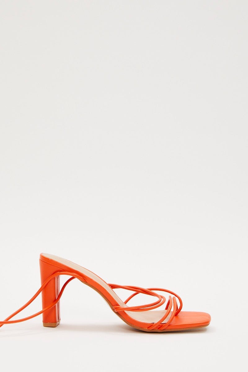 Orange Stacey Stappy Tie Up High Heel Sandal For Women By You And All