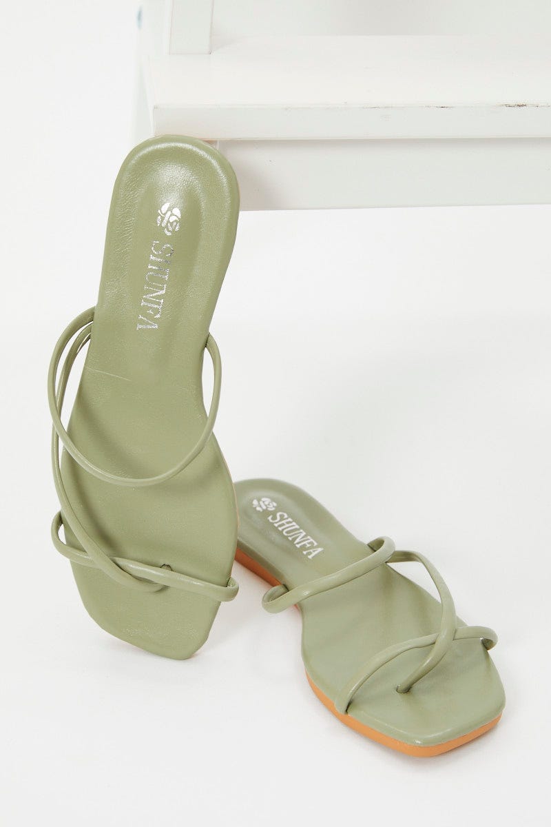 Green Strappy Slide For Women By You And All