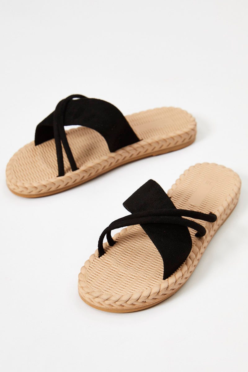 Black Woven Slide For Women By You And All