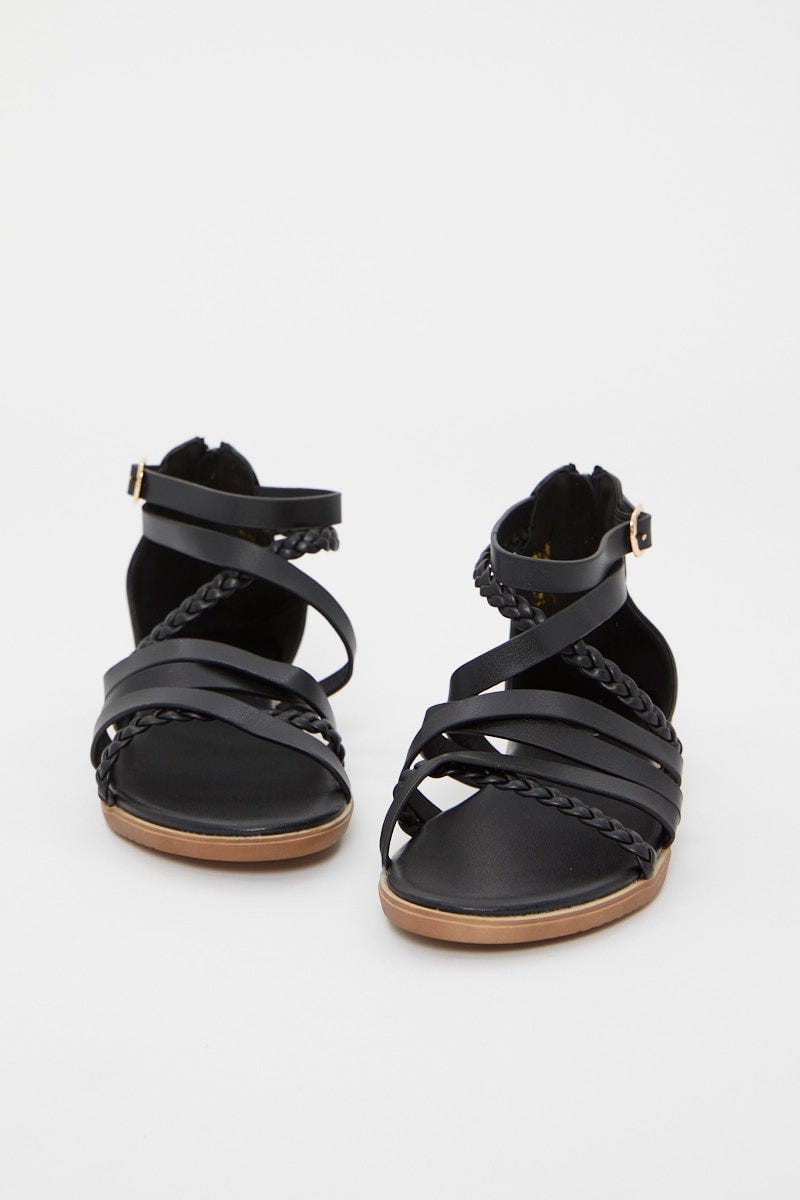 Black Strappy Sandal For Women By You And All