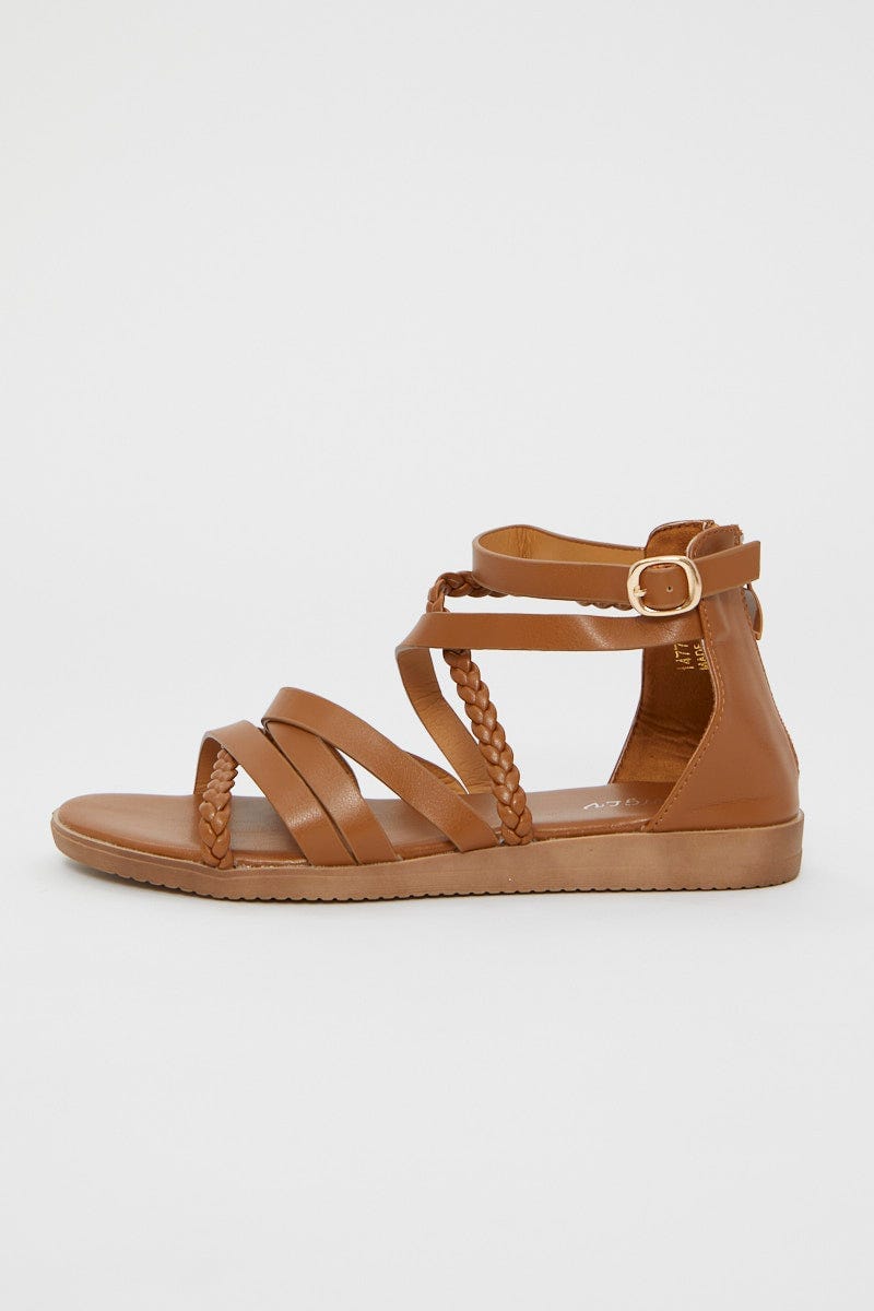 Camel Strappy Sandal For Women By You And All