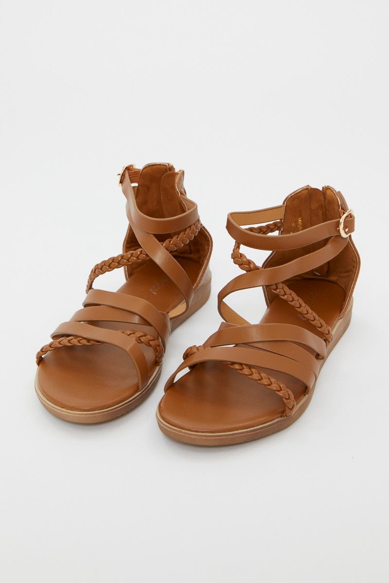 Camel Strappy Sandal For Women By You And All