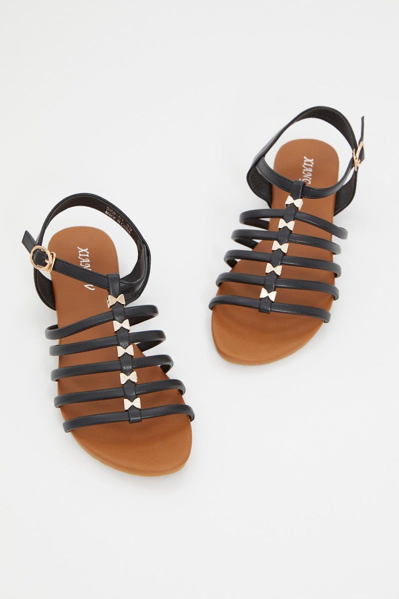 Black Strappy Sandal For Women By You And All