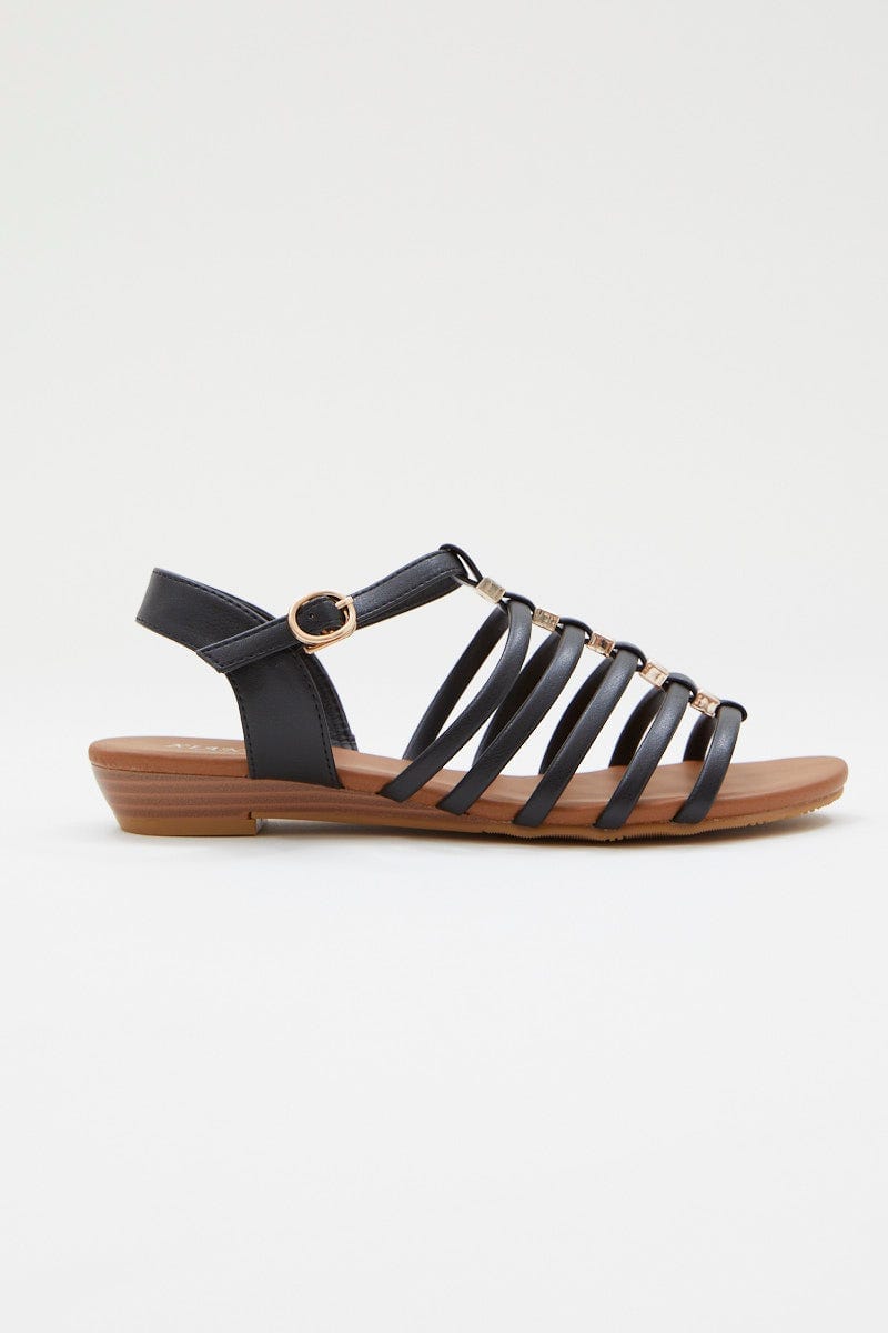 Black Strappy Sandal For Women By You And All