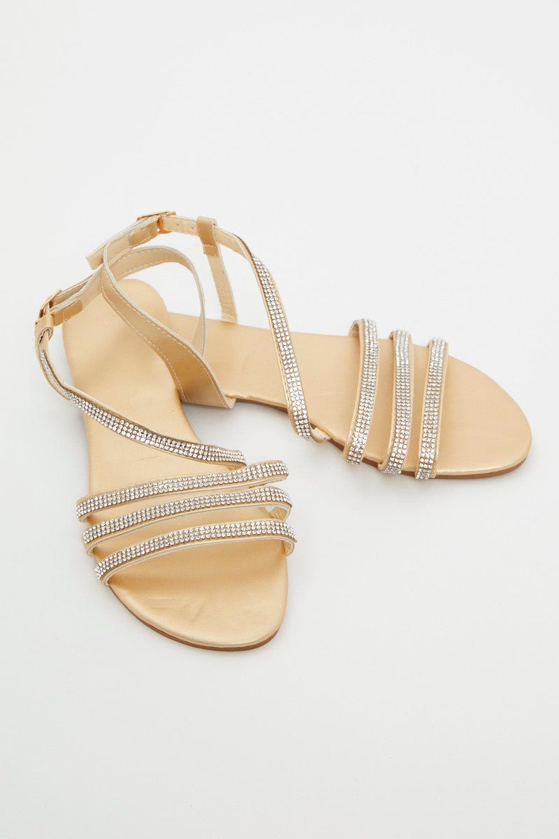 Metallic Strappy Faux Leather Sandals For Women By You And All