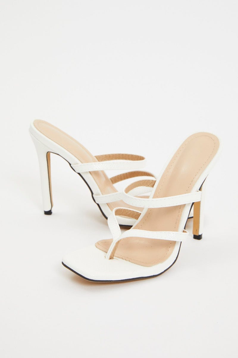 White Strappy Heel Mules For Women By You And All