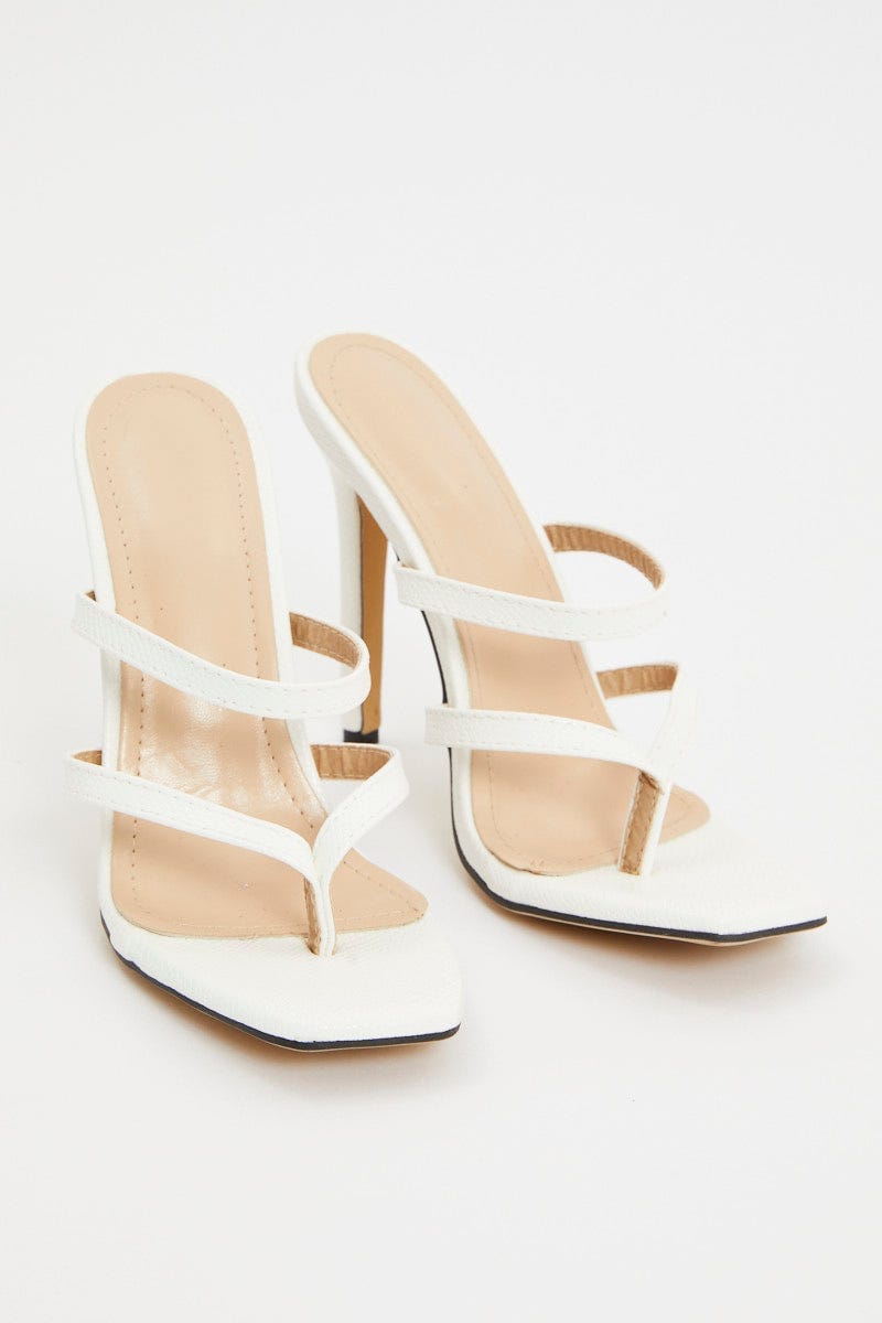 White Strappy Heel Mules For Women By You And All
