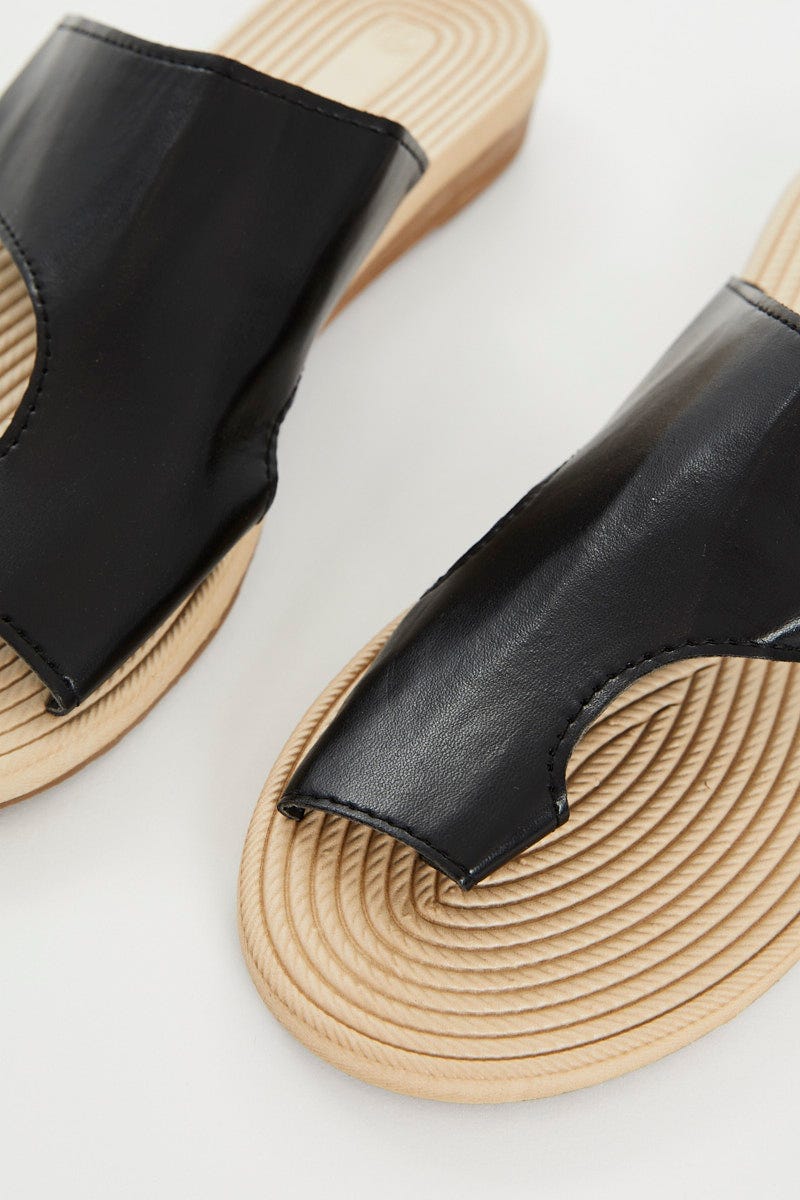 Black Flat Slides For Women By You And All