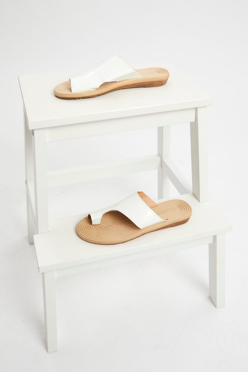 White Flat Slides For Women By You And All