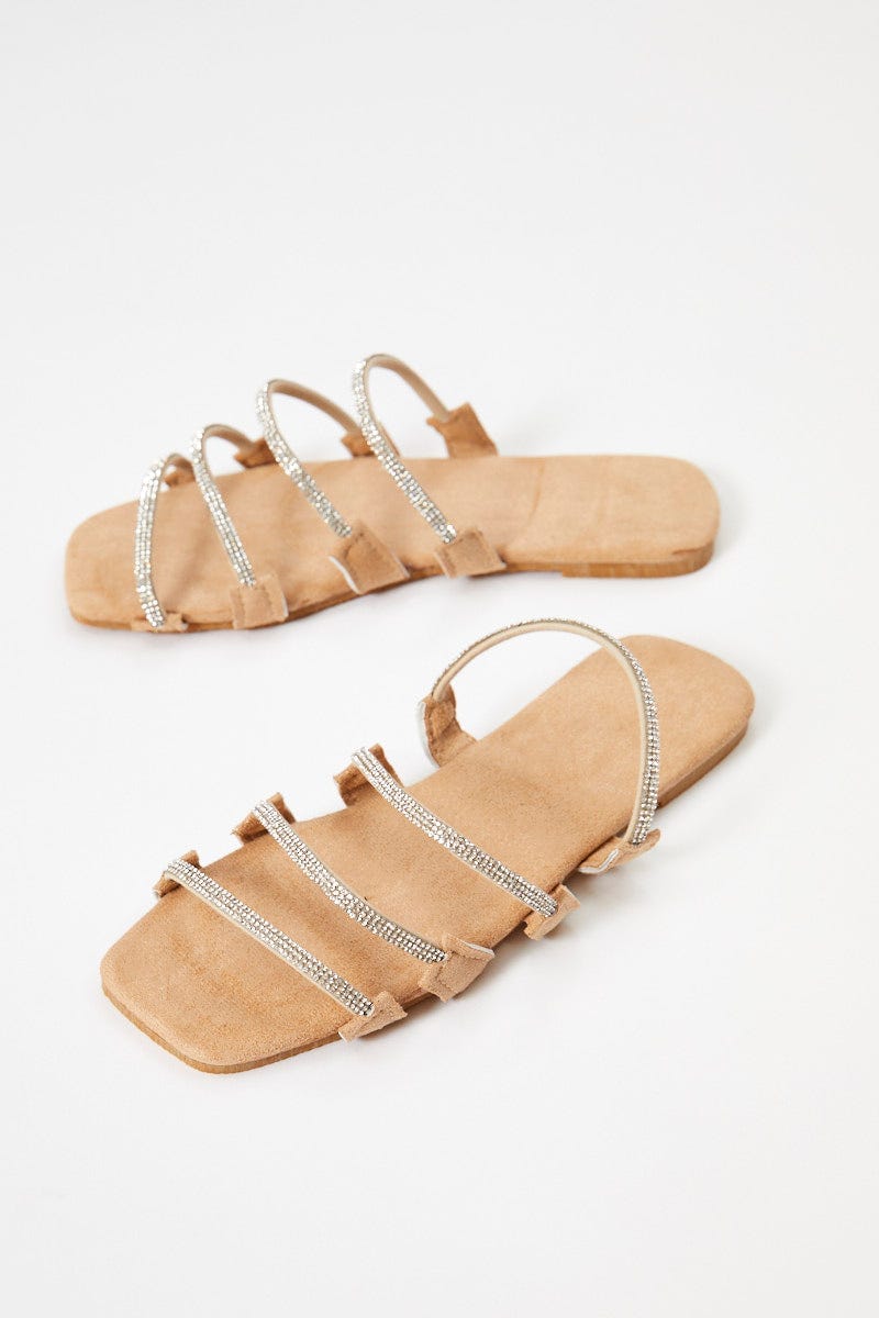 Metallic Strappy Flat Slides For Women By You And All