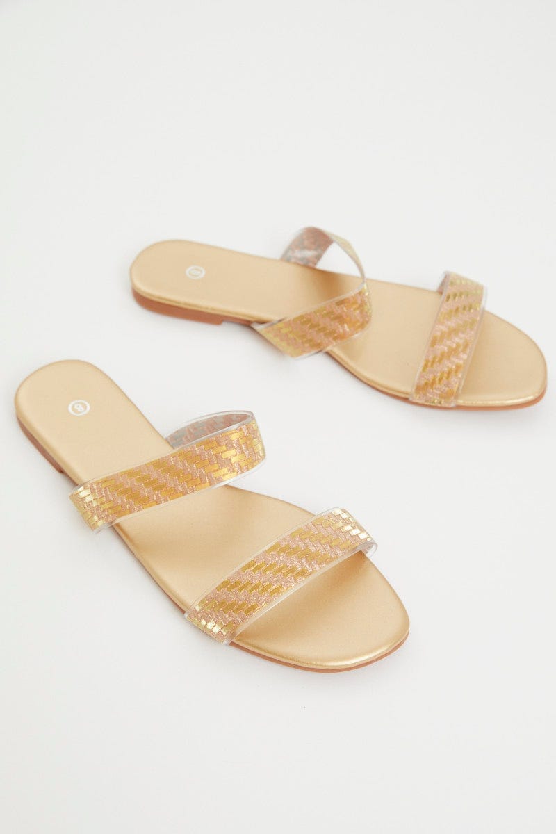 Metallic Flat Slides For Women By You And All