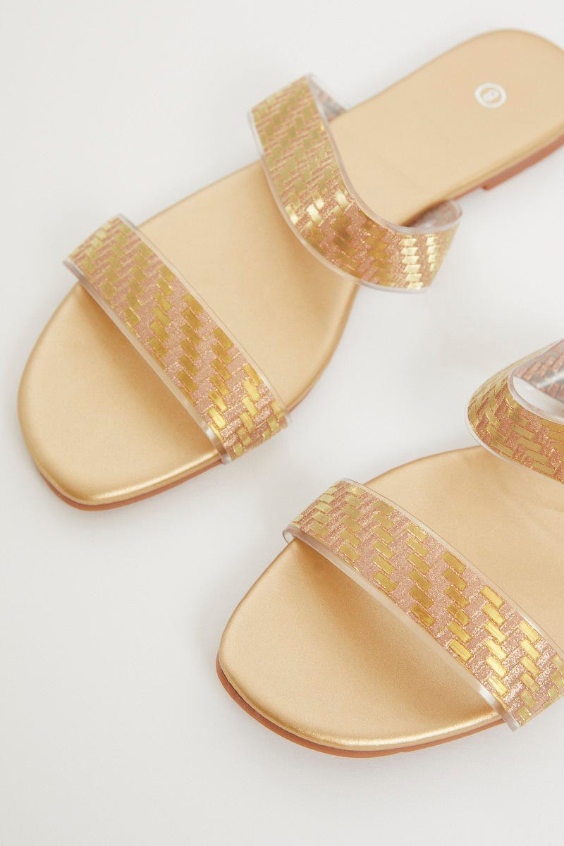 Metallic Flat Slides For Women By You And All
