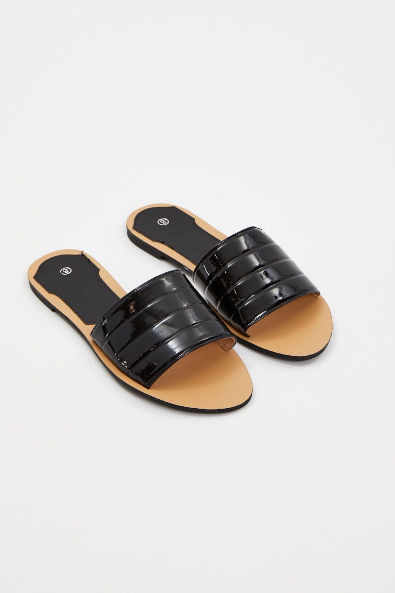 Black Flat Slides For Women By You And All
