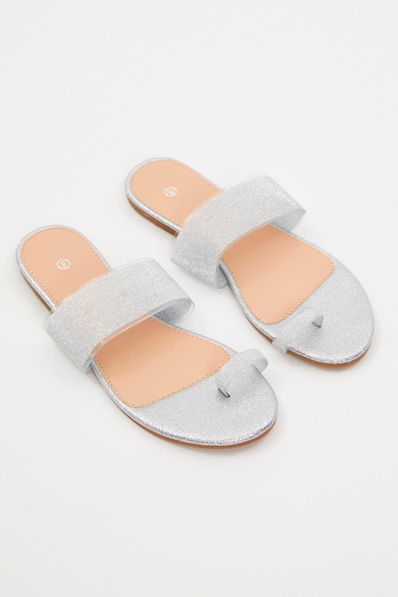 Metallic Metallic Flat Slides For Women By You And All