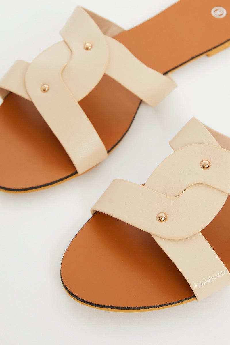 Camel Cut Out Flat Slides For Women By You And All