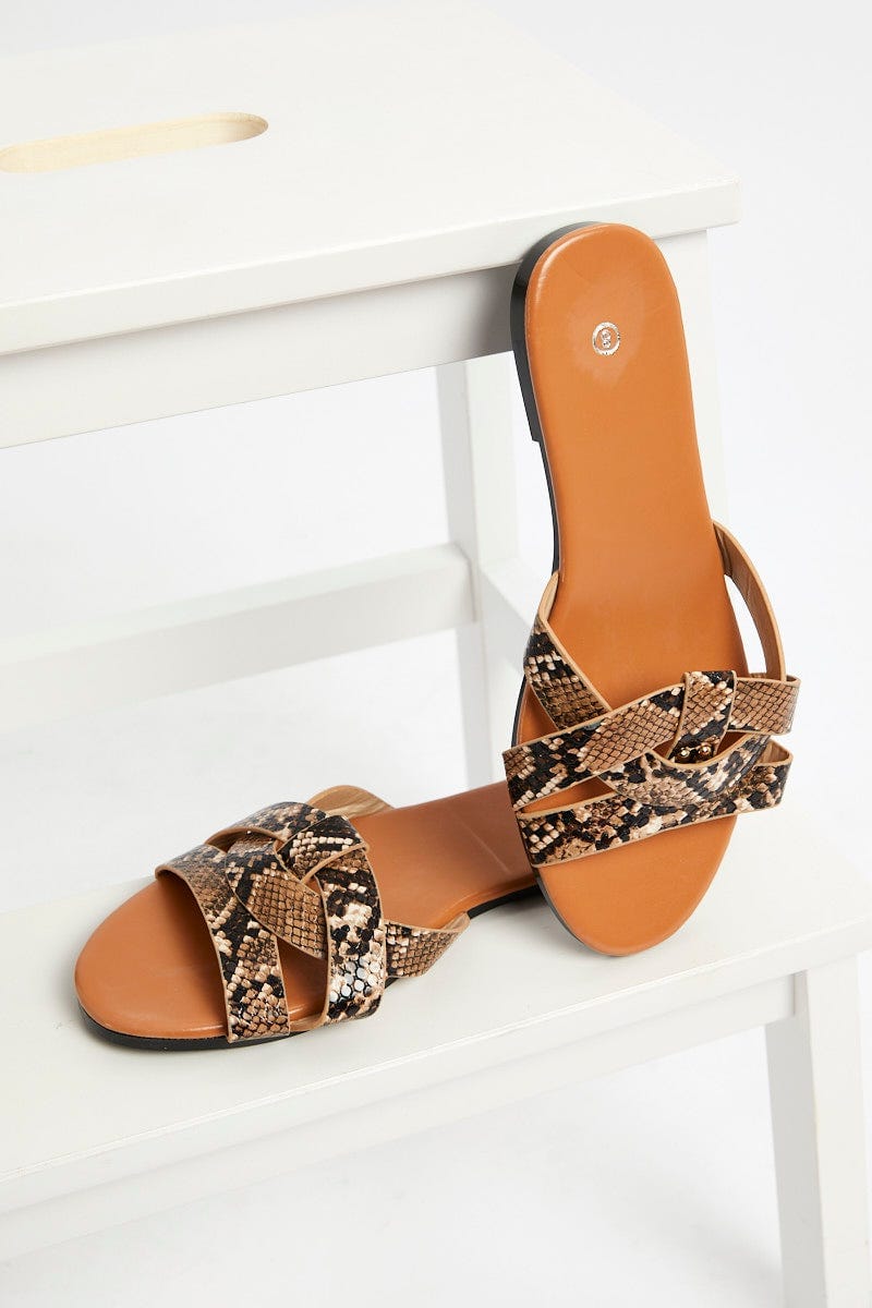 Animal Prt Animal Print Flat Slides For Women By You And All