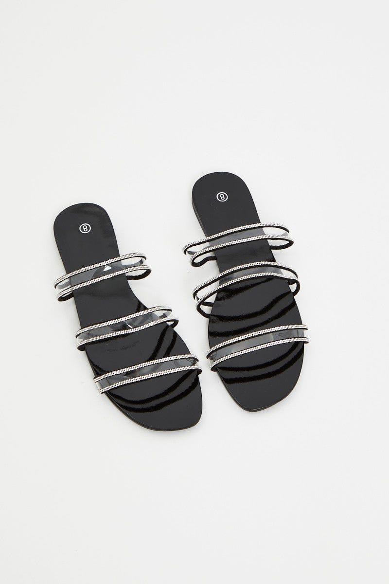 Metallic Clear Strap Flat Slides For Women By You And All
