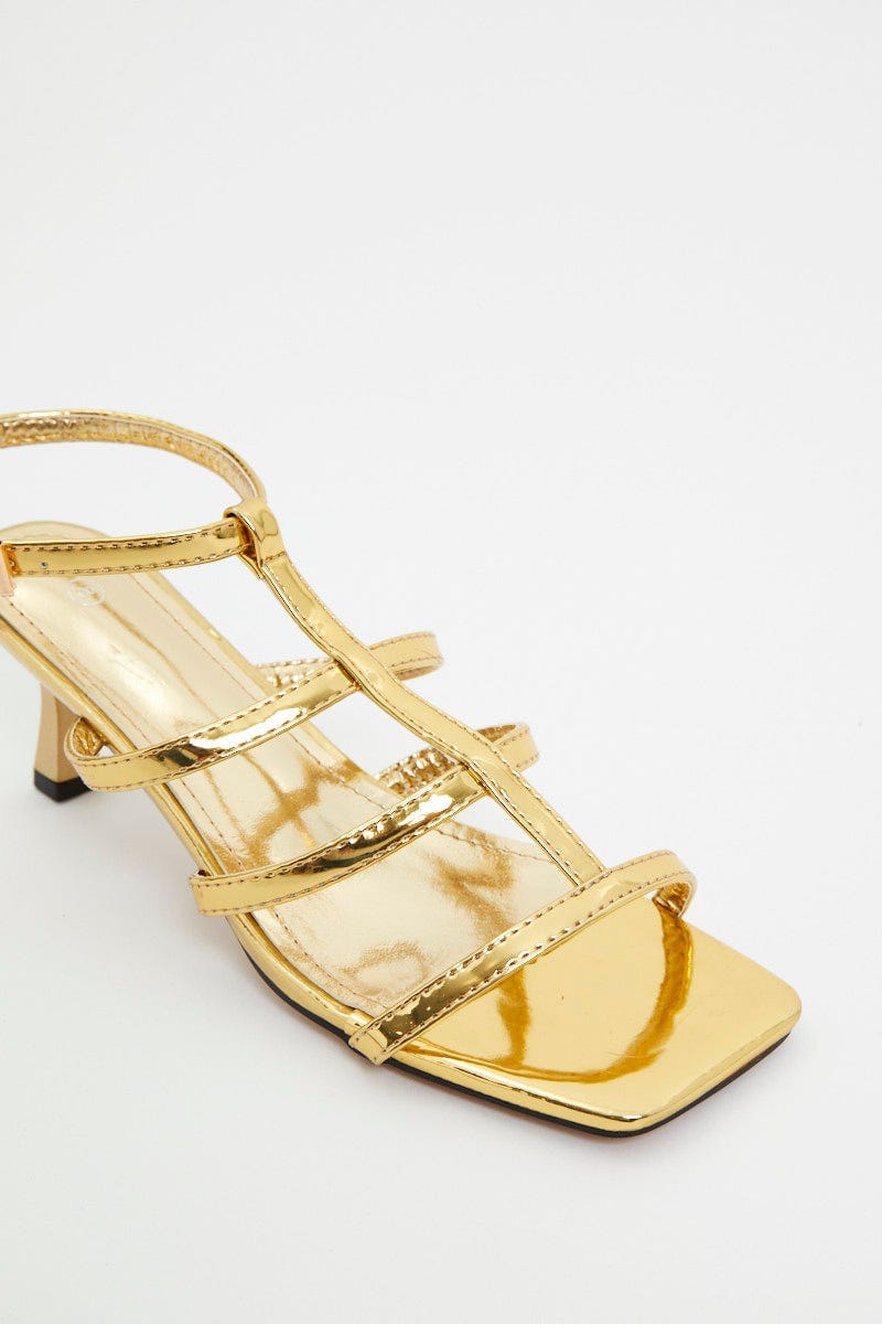 Metallic gold deals strappy heels