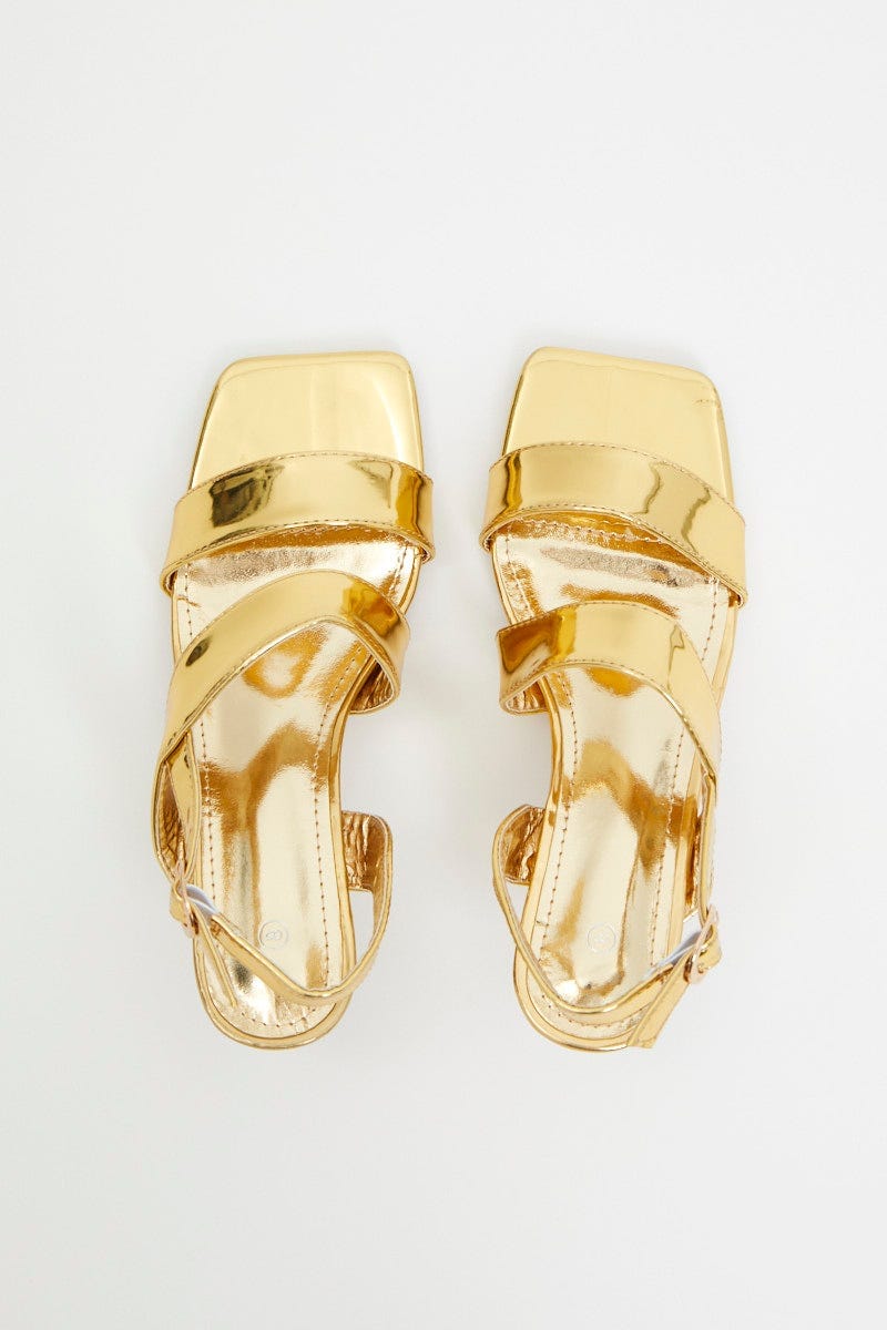 Metallic Gold Strappy Heels For Women By You And All