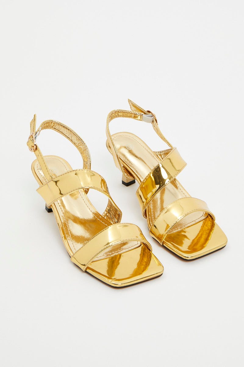 Metallic Gold Strappy Heels For Women By You And All